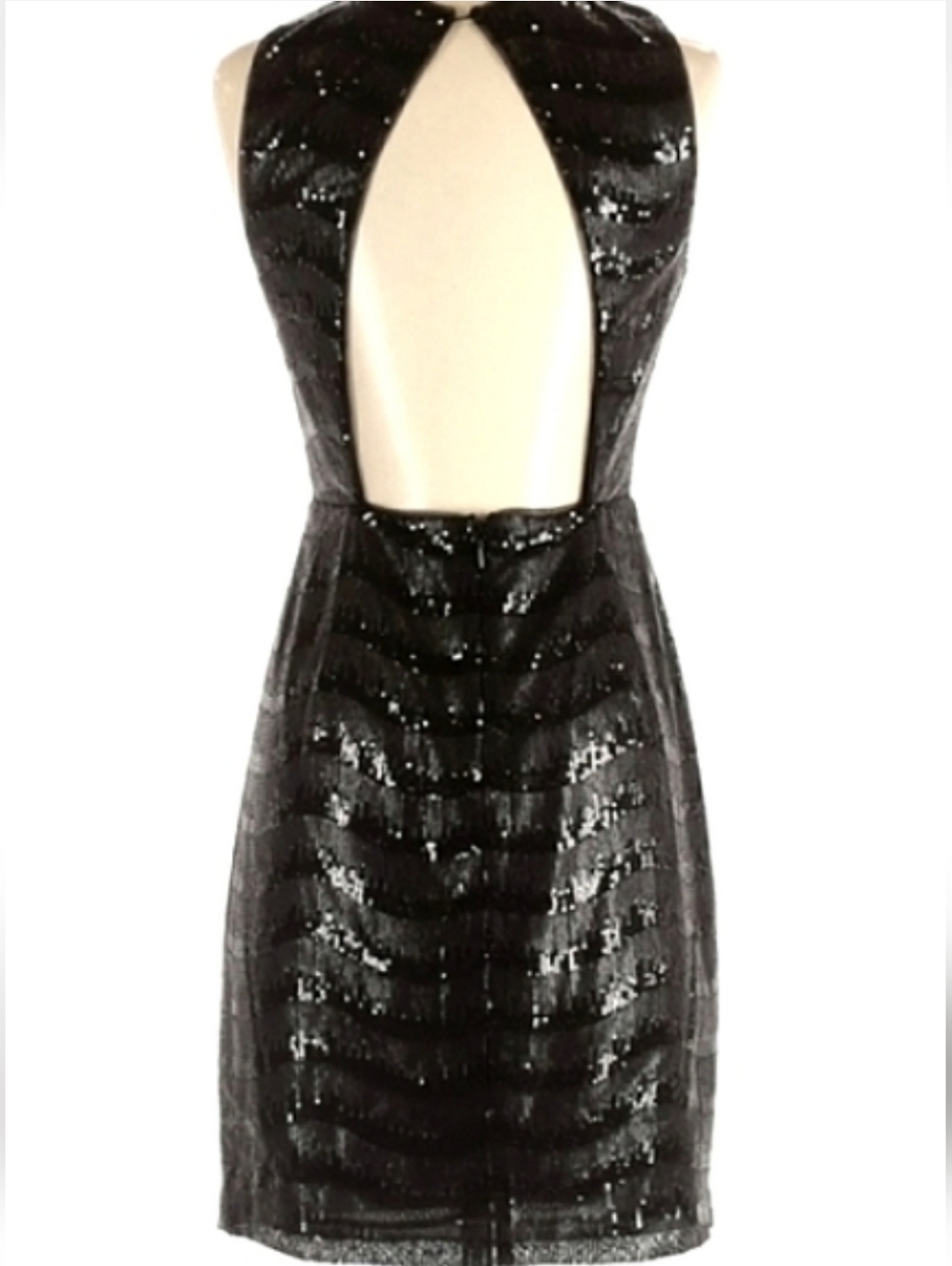 BCBGMaxAzria Black Sequined Backless Designer Dress Sequins Sparkle Mini LBD 0 2